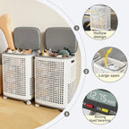 Rolling Laundry Basket with Lid Ventilated Odor Resistant Storage Hamper with Wheels