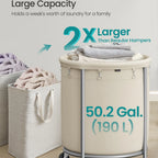 Wheeled laundry baskets, rolling laundry baskets, round laundry carts